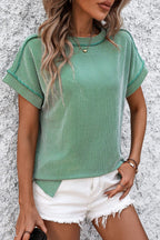 Damen T-Shirt Kurzarm Streifen gerippt Rundhals – zeitloser Alltagsbegleiter | Cleo
