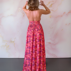 Damen Maxikleid floral rückenfrei fließend – romantischer Sommerlook für Gartenpartys und Urlaub | Calla