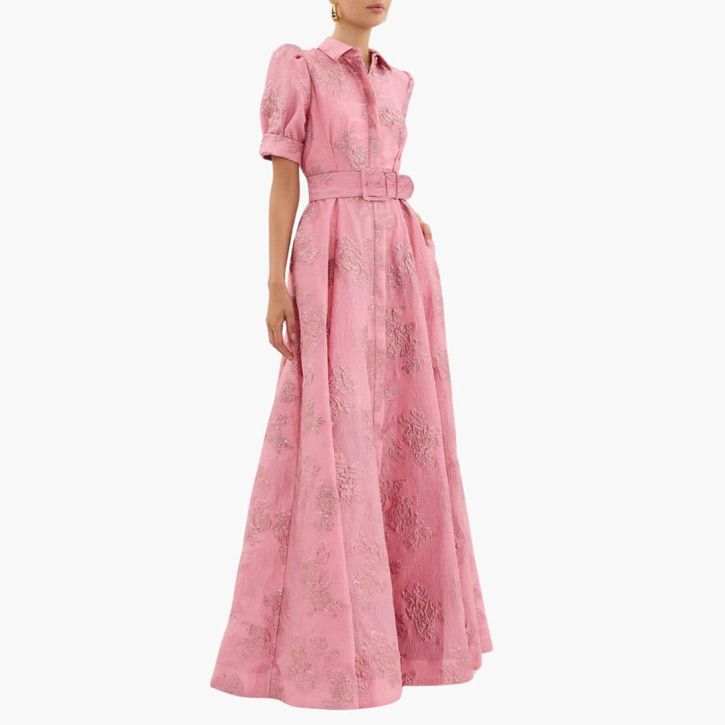 Damen Blumenkleid Puffärmel mit Gürtel – Partykleid tailliert für festliche und entspannte Anlässe | Caroline