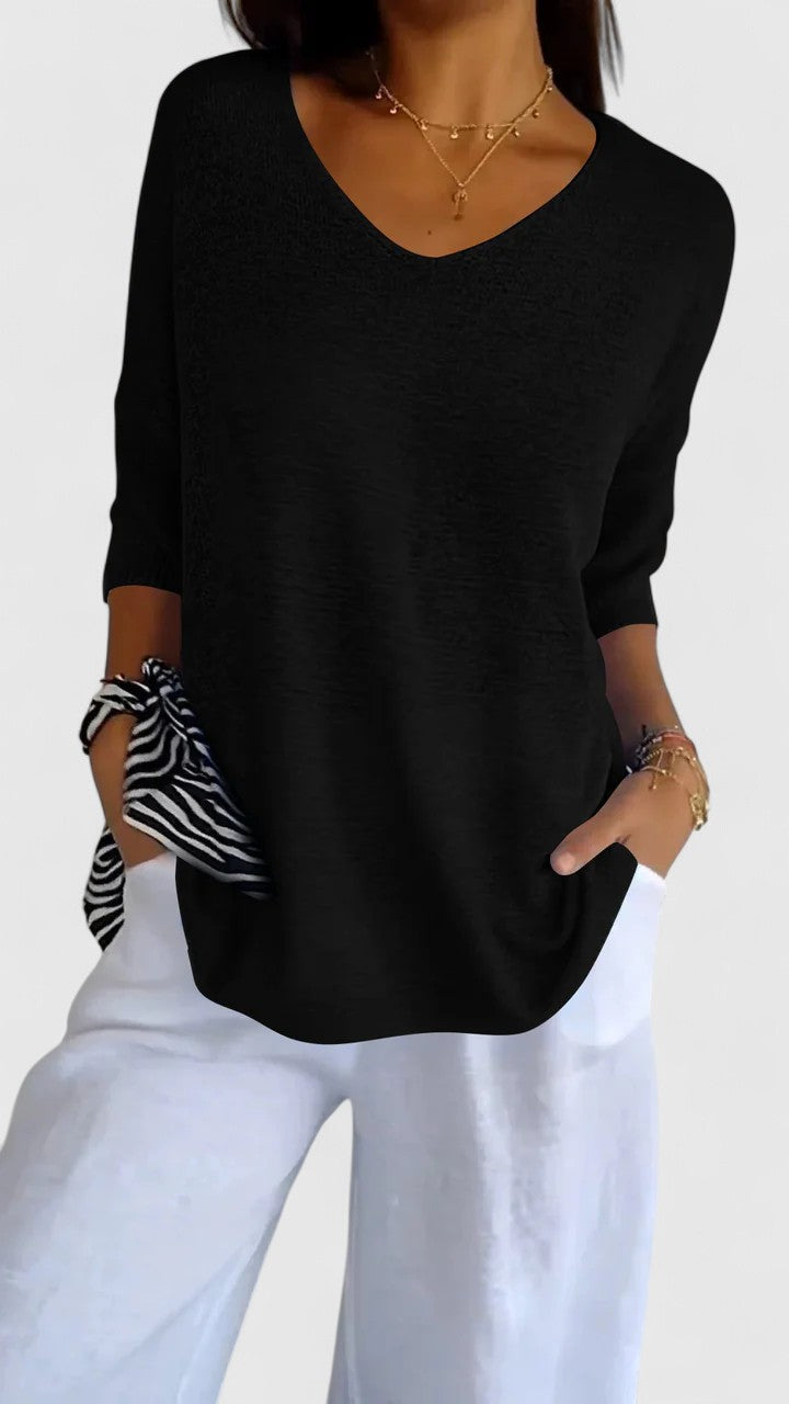 Damen Bluse V-Ausschnitt knitterfrei – komfortabel für Büro & Alltag | Isla