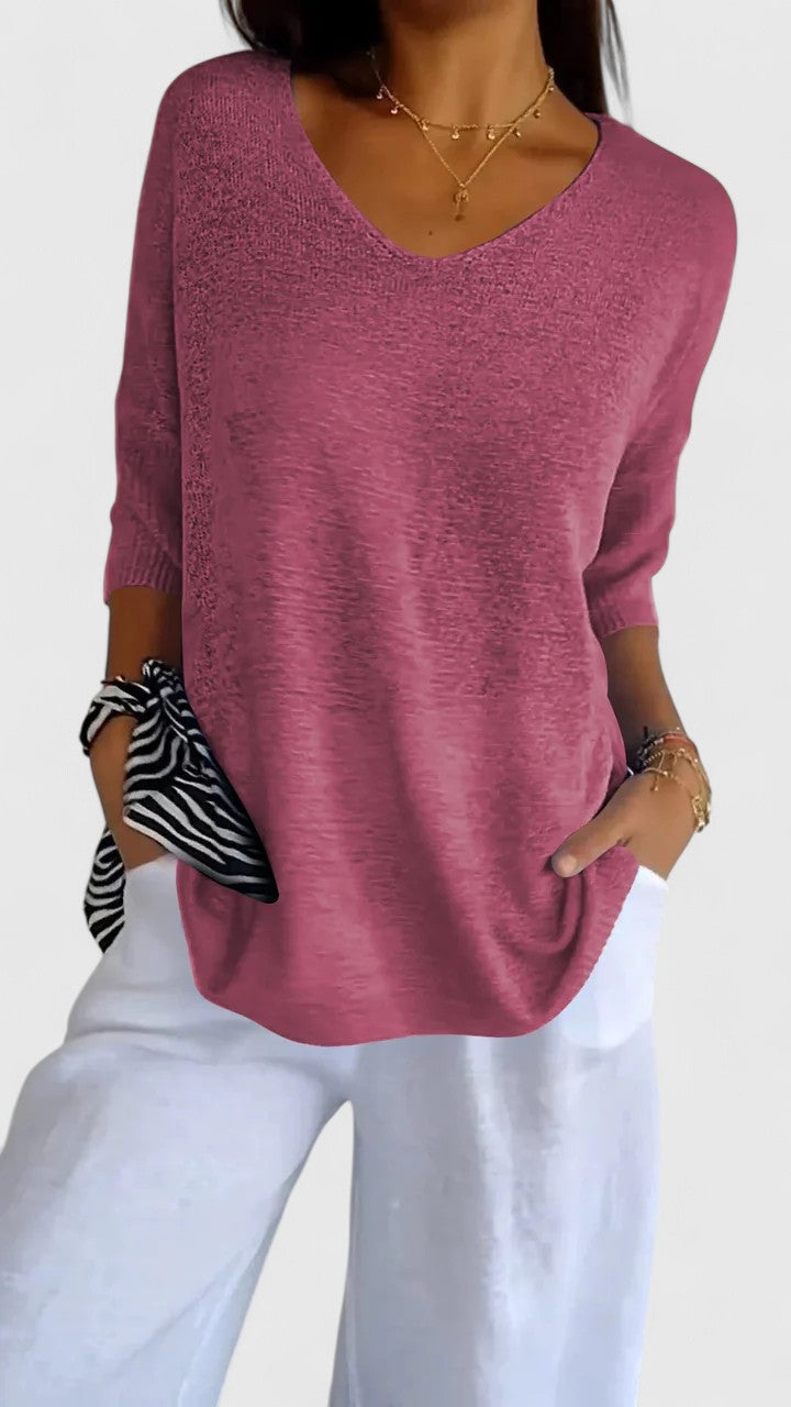Damen Bluse V-Ausschnitt knitterfrei – komfortabel für Büro & Alltag | Isla
