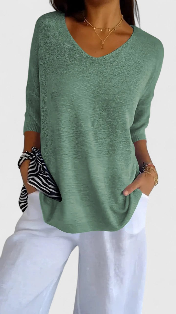 Damen Bluse V-Ausschnitt knitterfrei – komfortabel für Büro & Alltag | Isla