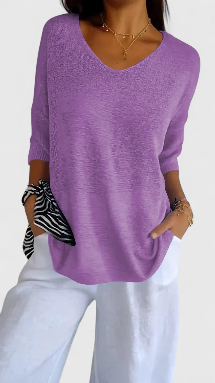 Damen Bluse V-Ausschnitt knitterfrei – komfortabel für Büro & Alltag | Isla