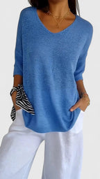 Damen Bluse V-Ausschnitt knitterfrei – komfortabel für Büro & Alltag | Isla