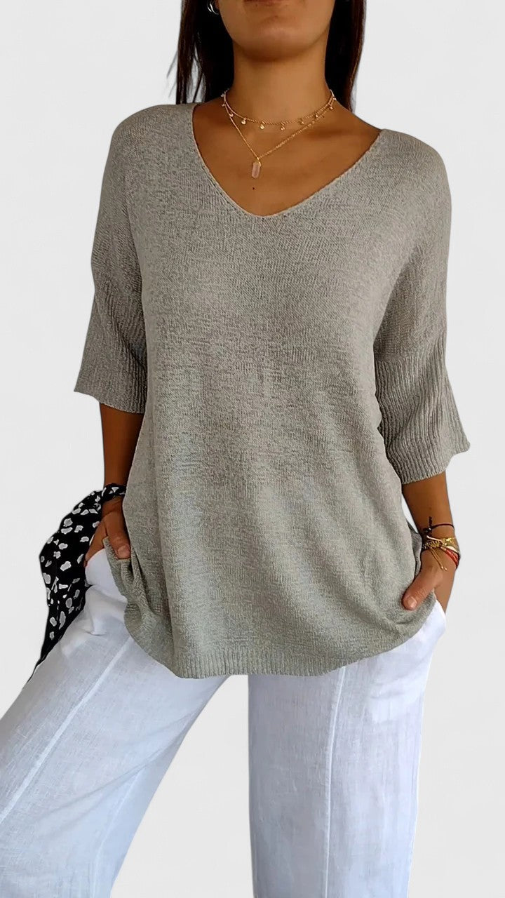 Damen Bluse V-Ausschnitt knitterfrei – komfortabel für Büro & Alltag | Isla