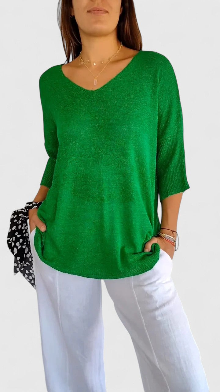 Damen Bluse V-Ausschnitt knitterfrei – komfortabel für Büro & Alltag | Isla