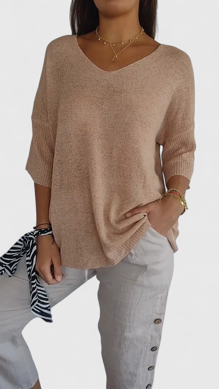 Damen Bluse V-Ausschnitt knitterfrei – komfortabel für Büro & Alltag | Isla