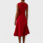 Damen Midikleid trägerlos asymmetrisch Drapierung – elegant für Hochzeitsgast und Abend | Reina