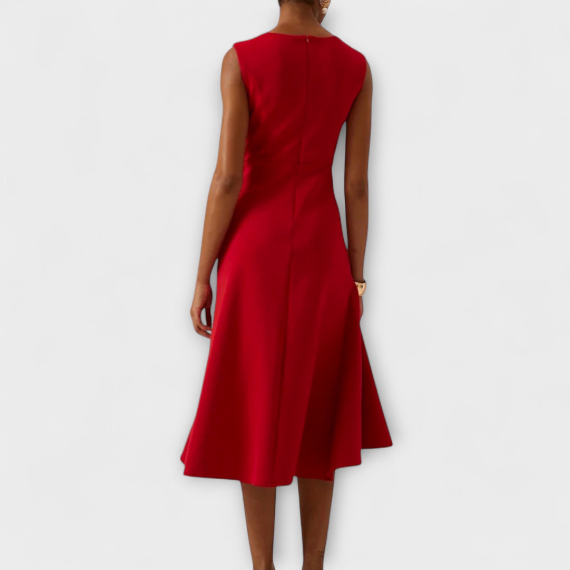 Damen Midikleid trägerlos asymmetrisch Drapierung – elegant für Hochzeitsgast und Abend | Reina