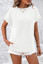 Damen T-Shirt Kurzarm Streifen gerippt Rundhals – zeitloser Alltagsbegleiter | Cleo