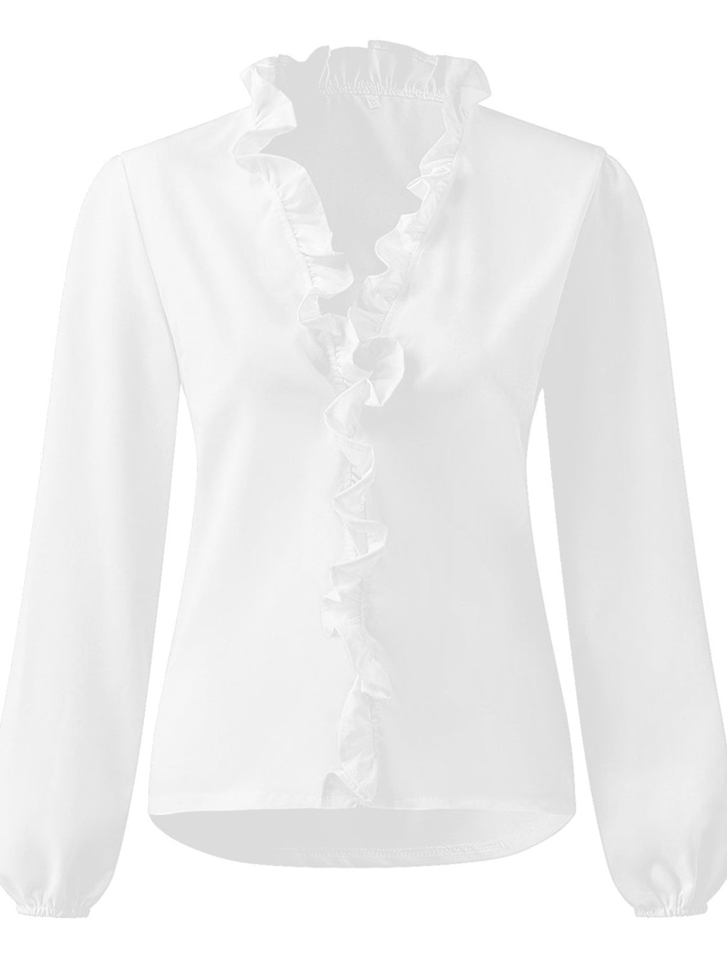 Damen Bluse Langarm V-Ausschnitt mit Rüschen – feminin für Büro & Abend | Lila