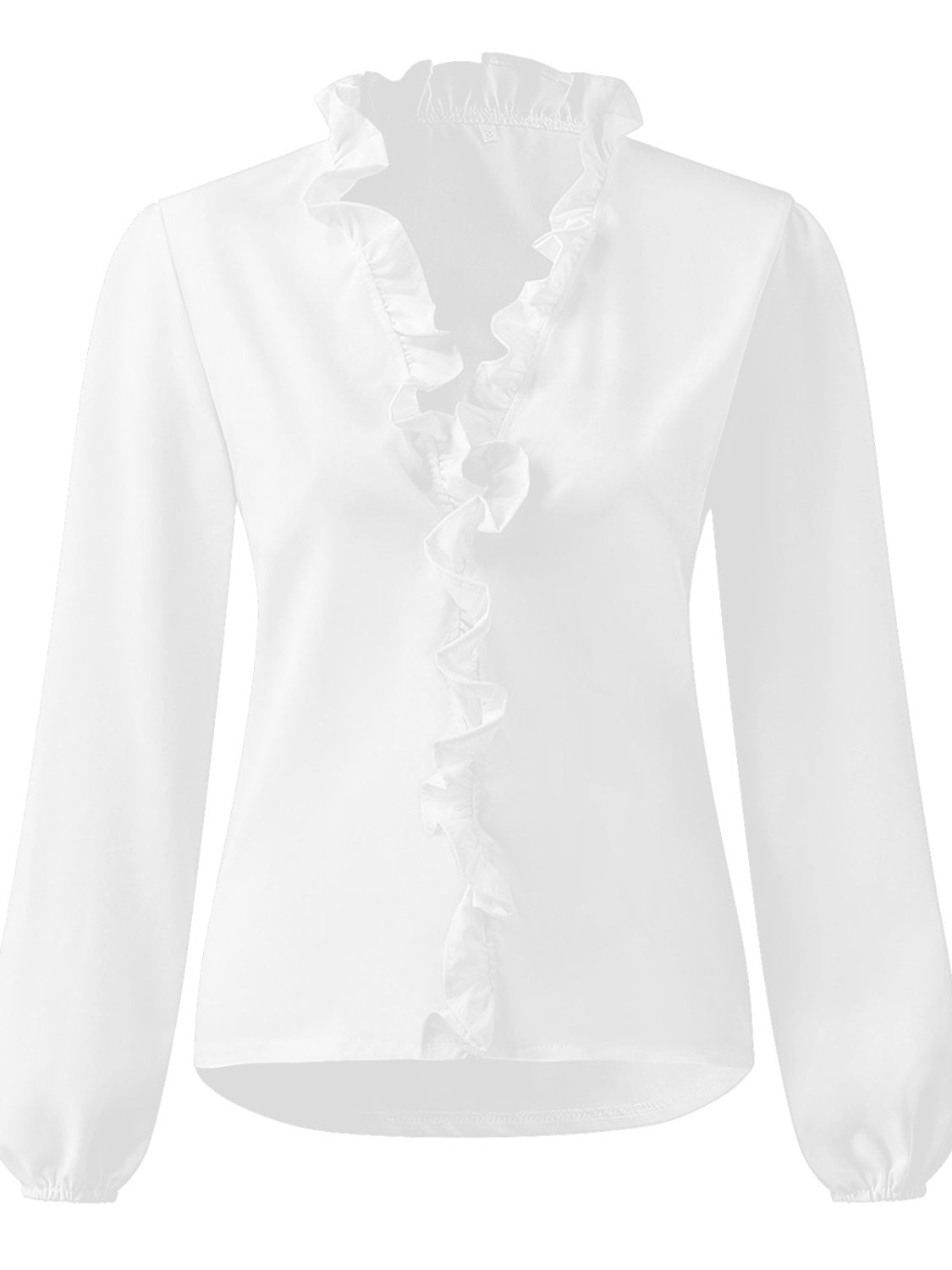 Damen Bluse Langarm V-Ausschnitt mit Rüschen – feminin für Büro & Abend | Lila