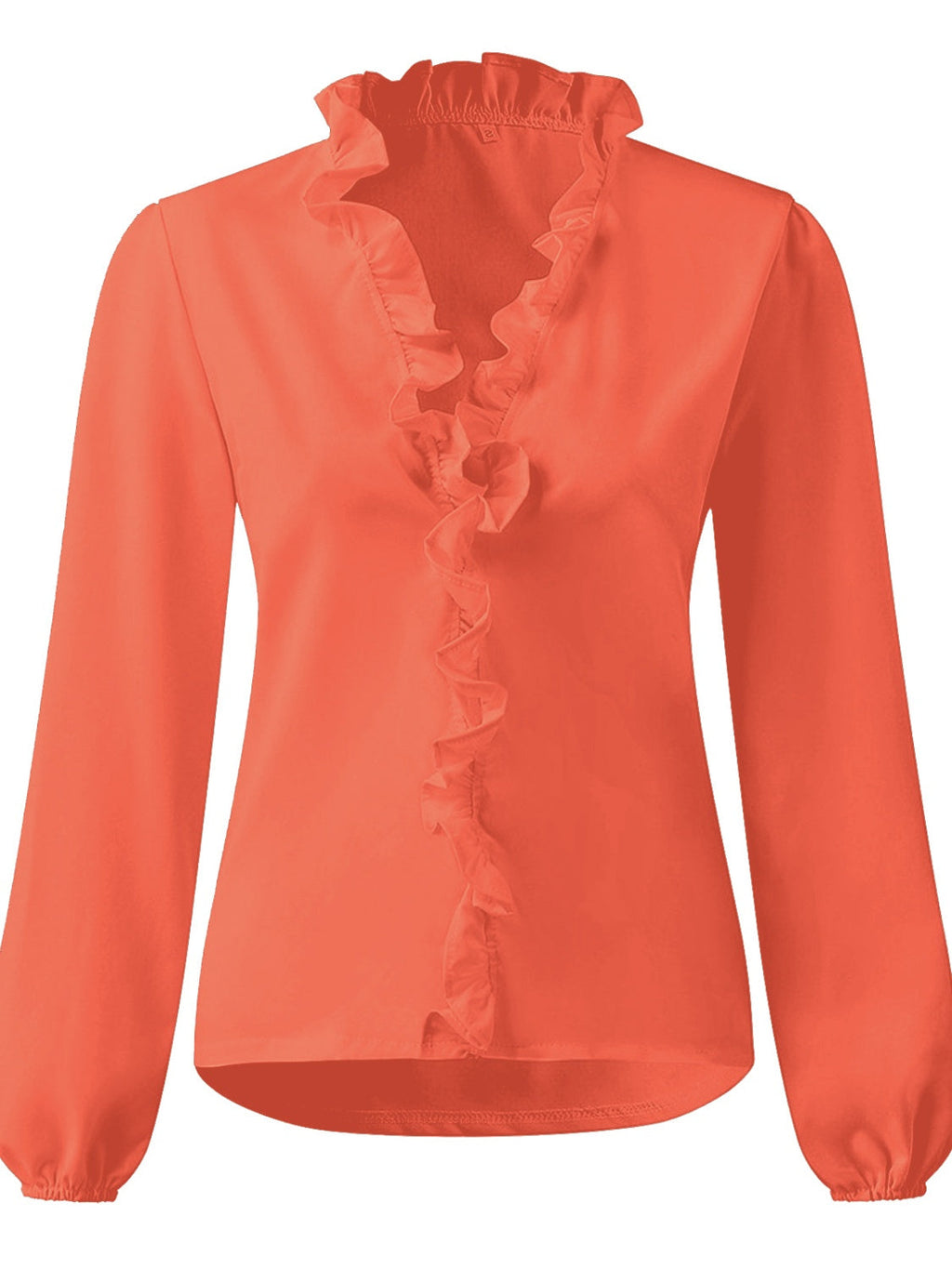 Damen Bluse Langarm V-Ausschnitt mit Rüschen – feminin für Büro & Abend | Lila