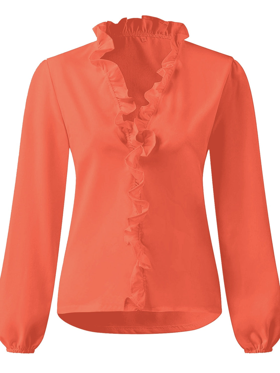 Damen Bluse Langarm V-Ausschnitt mit Rüschen – feminin für Büro & Abend | Lila