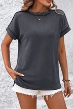 Damen T-Shirt Kurzarm Streifen gerippt Rundhals – zeitloser Alltagsbegleiter | Cleo