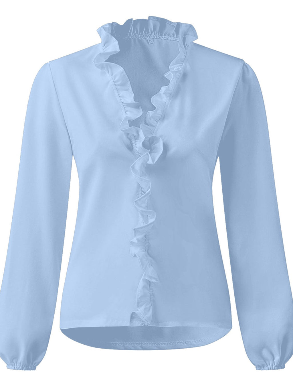 Damen Bluse Langarm V-Ausschnitt mit Rüschen – feminin für Büro & Abend | Lila