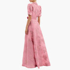 Damen Blumenkleid Puffärmel mit Gürtel – Partykleid tailliert für festliche und entspannte Anlässe | Caroline