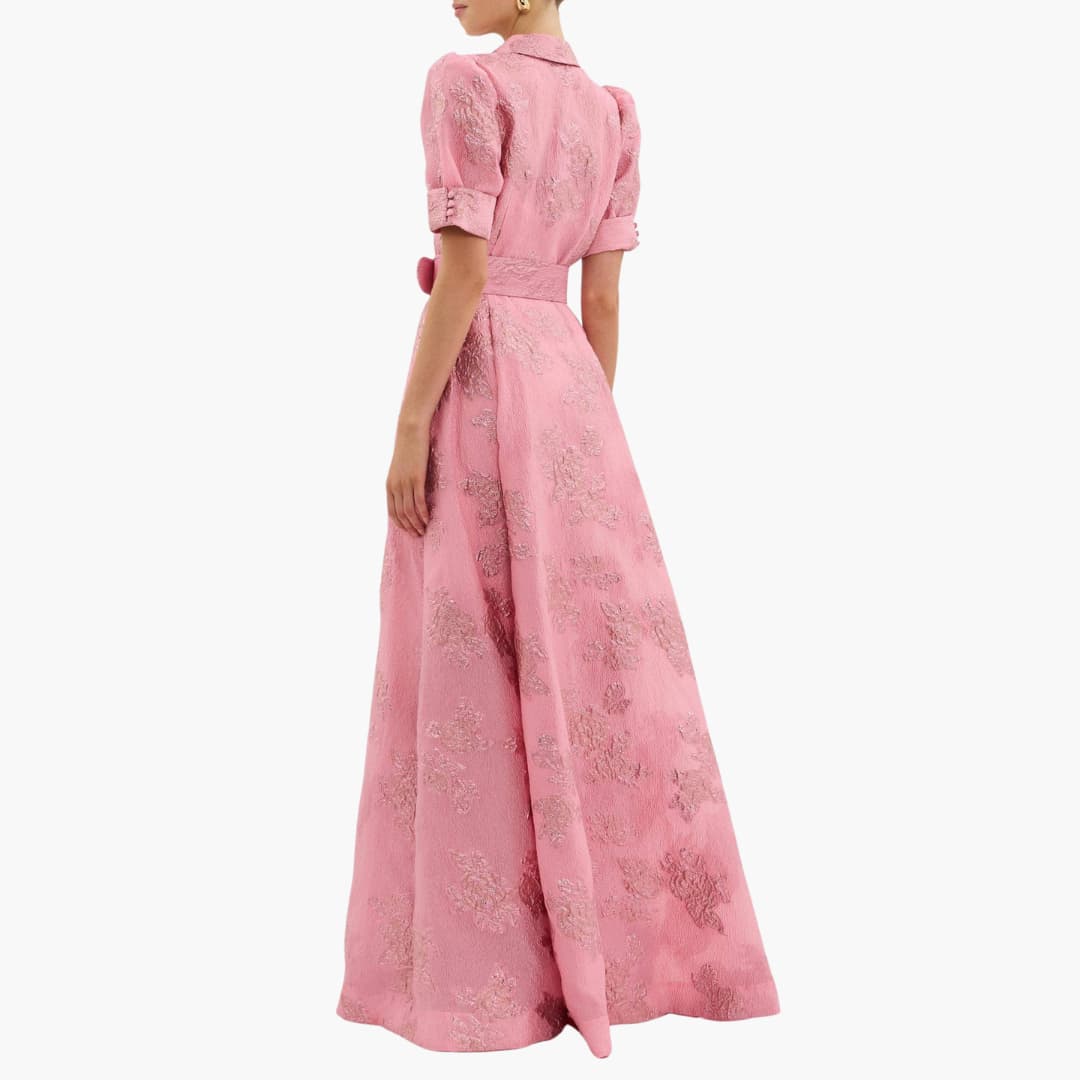 Damen Blumenkleid Puffärmel mit Gürtel – Partykleid tailliert für festliche und entspannte Anlässe | Caroline
