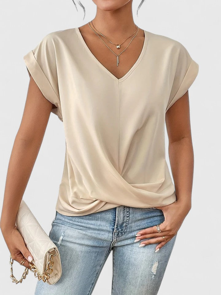 Damen Bluse V-Ausschnitt mit Twist-Detail – elegant & alltagstauglich | Jovana