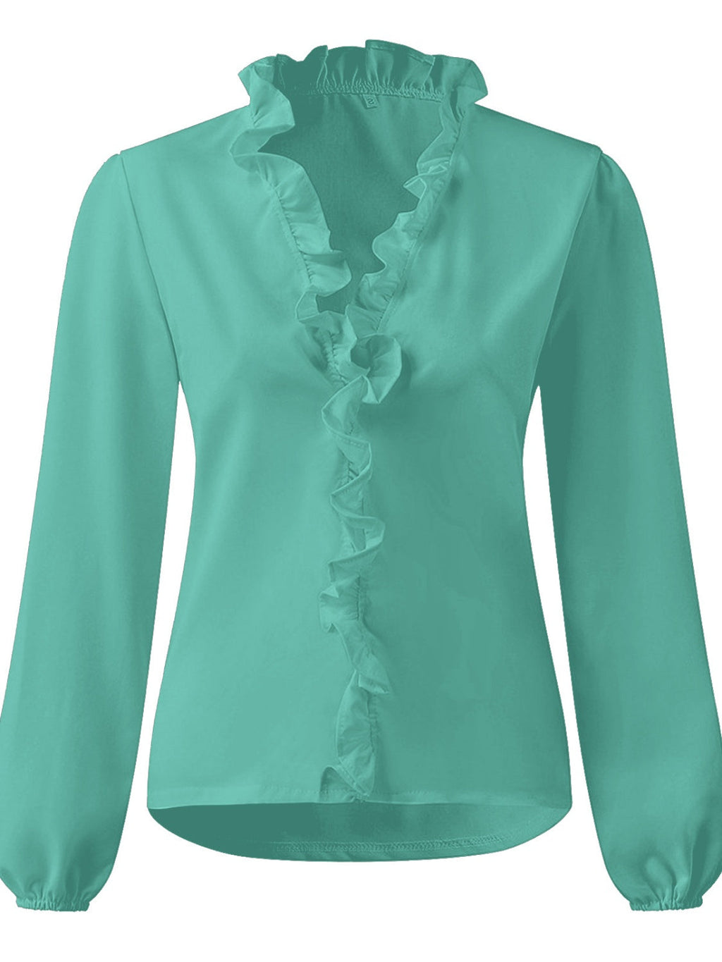 Damen Bluse Langarm V-Ausschnitt mit Rüschen – feminin für Büro & Abend | Lila