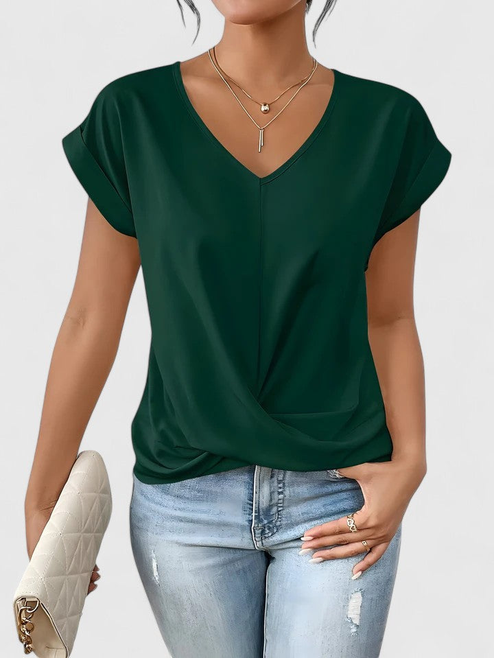 Damen Bluse V-Ausschnitt mit Twist-Detail – elegant & alltagstauglich | Jovana