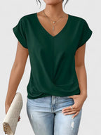 Damen Bluse V-Ausschnitt mit Twist-Detail – elegant & alltagstauglich | Jovana