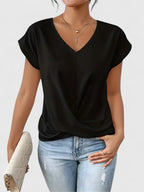 Damen Bluse V-Ausschnitt mit Twist-Detail – elegant & alltagstauglich | Jovana