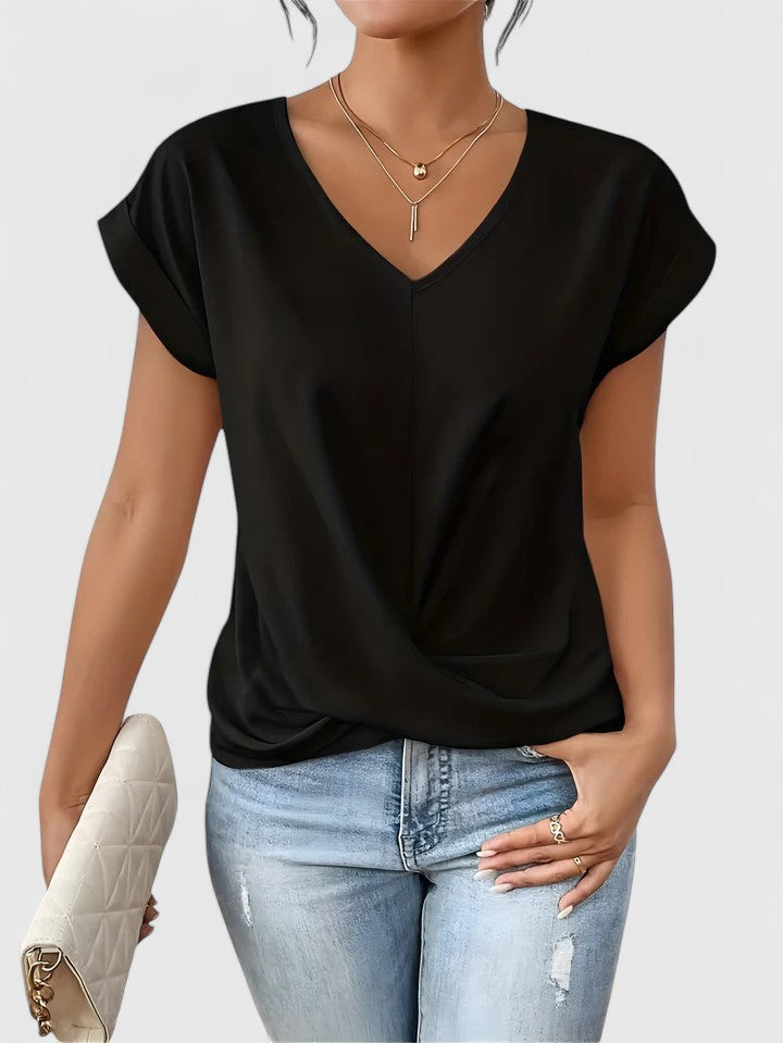 Damen Bluse V-Ausschnitt mit Twist-Detail – elegant & alltagstauglich | Jovana