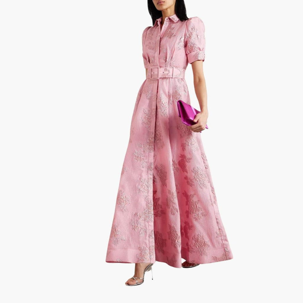 Damen Blumenkleid Puffärmel mit Gürtel – Partykleid tailliert für festliche und entspannte Anlässe | Caroline