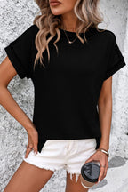 Damen T-Shirt Kurzarm Streifen gerippt Rundhals – zeitloser Alltagsbegleiter | Cleo