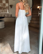 Damen Maxikleid Herzausschnitt Spaghettiträger rückenfrei A-Linie – Partykleid für sommerliche Anlässe | Cora