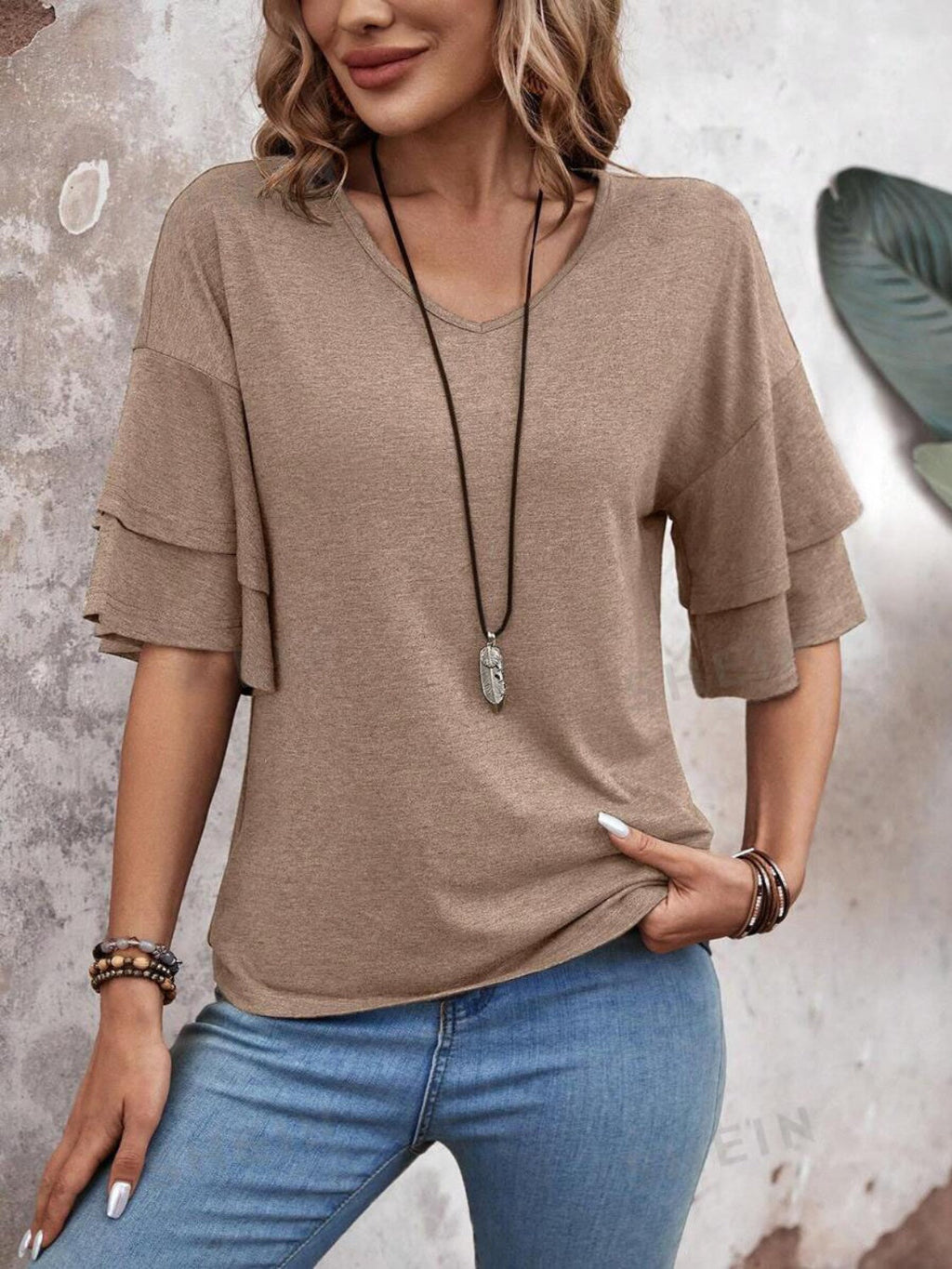 Damen Bluse Halbarm V-Ausschnitt – vielseitig für Büro und Freizeit | Ella