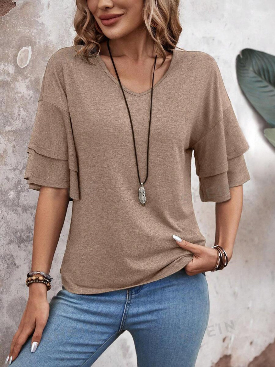 Damen Bluse Halbarm V-Ausschnitt – vielseitig für Büro und Freizeit | Ella