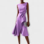 Damen Midikleid trägerlos asymmetrisch Drapierung – elegant für Hochzeitsgast und Abend | Reina