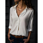 Damen Bluse Langarm mit Knopfleiste leicht – klassisch vielseitig für Business & Alltag | Elise