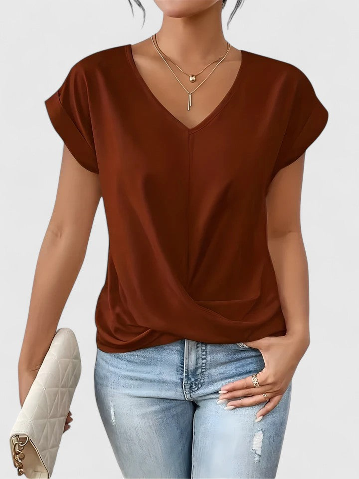 Damen Bluse V-Ausschnitt mit Twist-Detail – elegant & alltagstauglich | Jovana