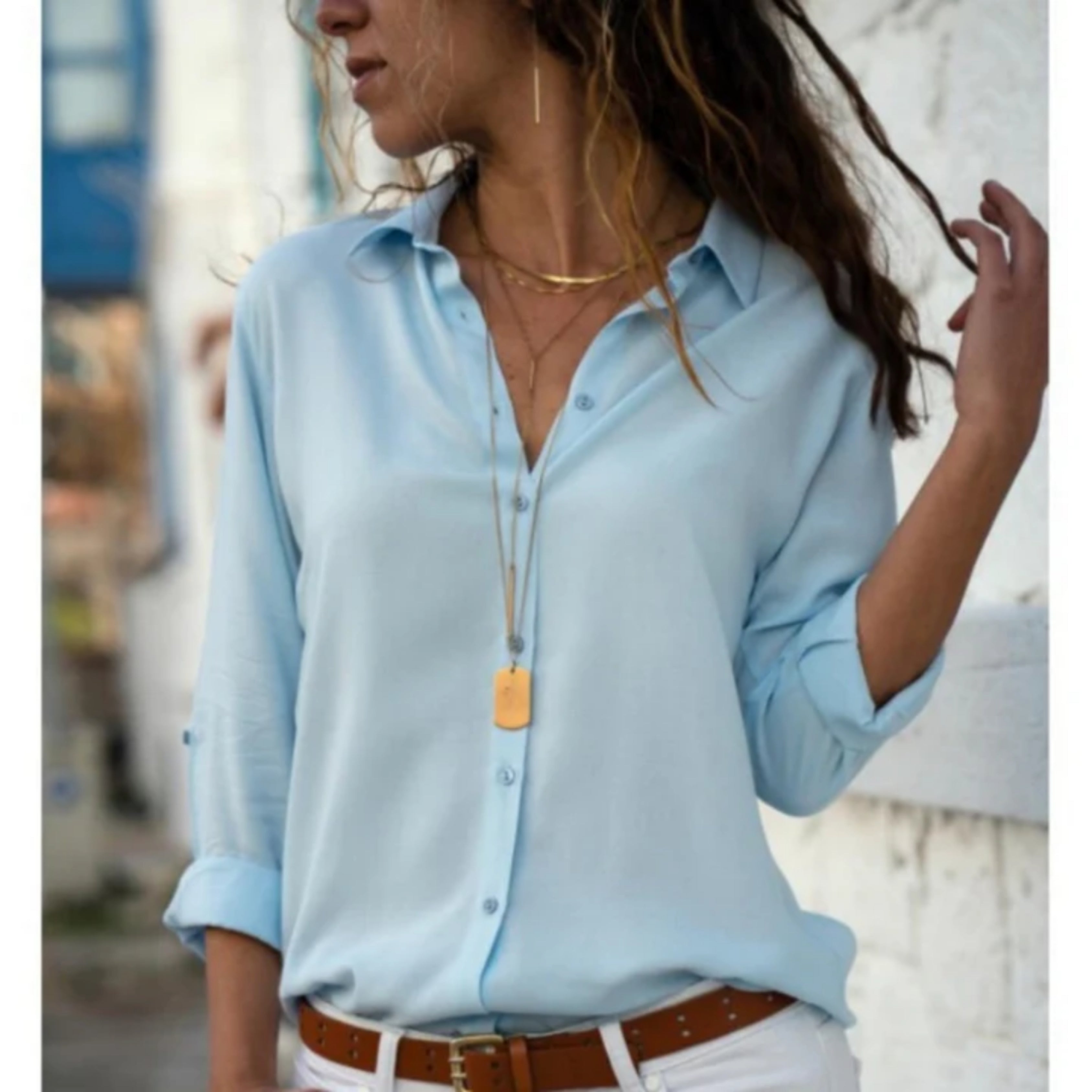 Damen Bluse Langarm mit Knopfleiste leicht – klassisch vielseitig für Business & Alltag | Elise