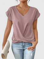 Damen Bluse V-Ausschnitt mit Twist-Detail – elegant & alltagstauglich | Jovana