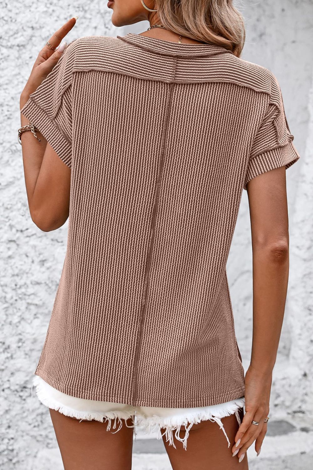 Damen T-Shirt Kurzarm Streifen gerippt Rundhals – zeitloser Alltagsbegleiter | Cleo