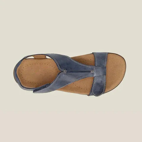 Damen Orthopädische Sandalen mit Fußbett T-Steg Kunstleder – bequem im Sommer | Helen