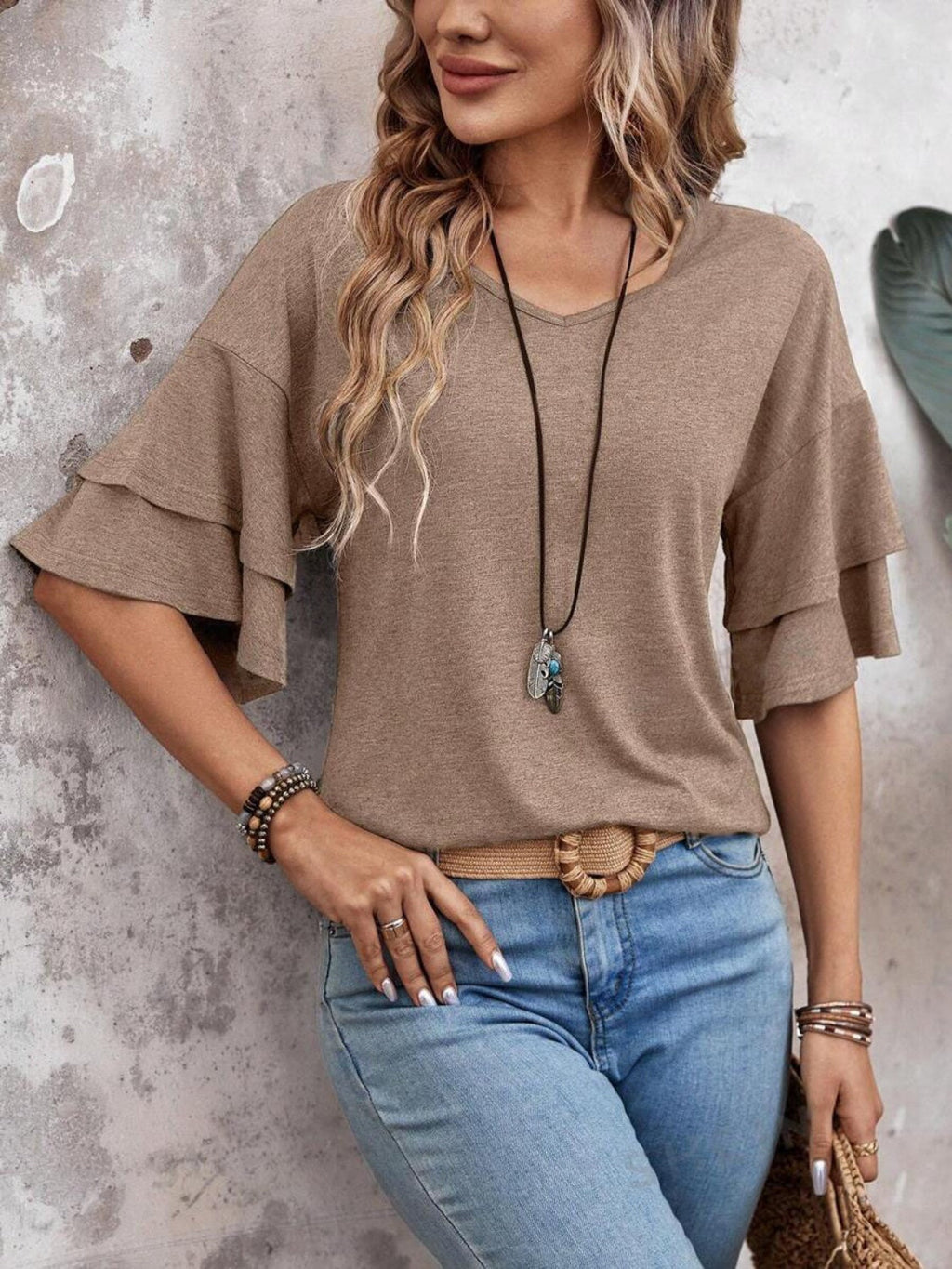 Damen Bluse Halbarm V-Ausschnitt – vielseitig für Büro und Freizeit | Ella