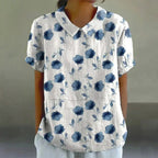Damen Bluse Blumenprint Kurzarm – Retro-Stil für Sommer
