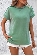 Damen T-Shirt Kurzarm Streifen gerippt Rundhals – zeitloser Alltagsbegleiter | Cleo