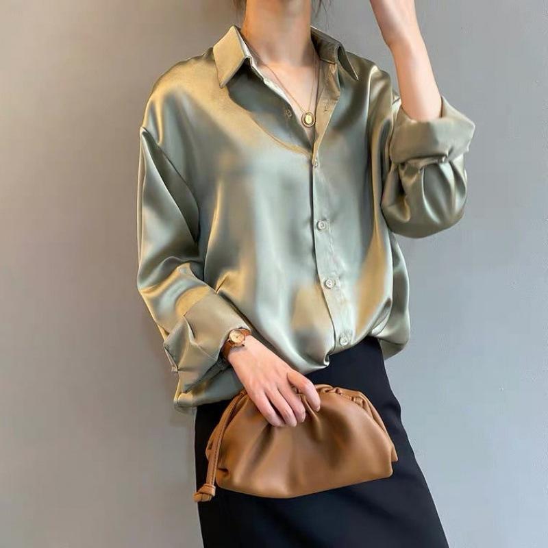 Damen Seidenbluse Langarm mit Knopfleiste – luxuriös-klassisch für Büro & besondere Anlässe | Diane