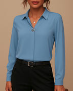 Women's V-Neck Blouse – Classic & Elegant for Work & Everyday | Greer