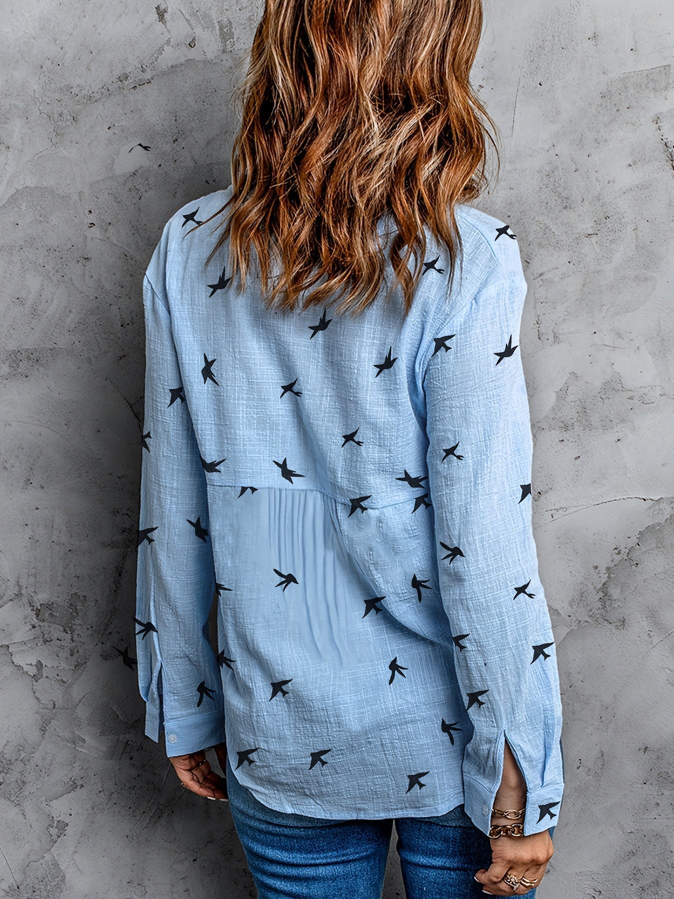 Damen Bluse mit Print und Knopfleiste – locker & alltagstauglich