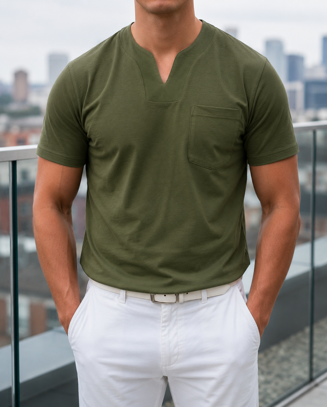 Herren Polo V-Ausschnitt Kurzarm – Tailliertes Basic für Freizeit & Alltag | Jonas