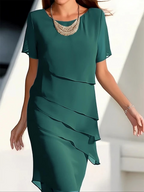 Damen Midikleid Kurzarm mit femininen Lagen – Abendkleid & Partykleid für elegante Anlässe | Bella