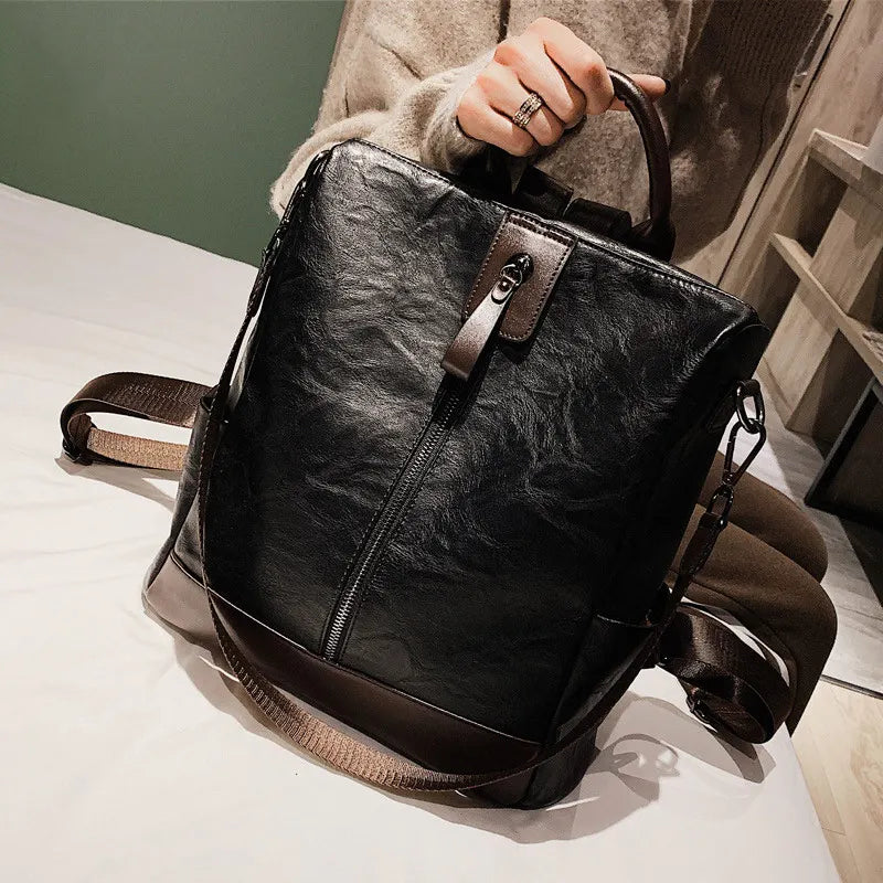 Women's Leather Vintage Backpack – Convertible Shoulder & Travel Bag | Freya