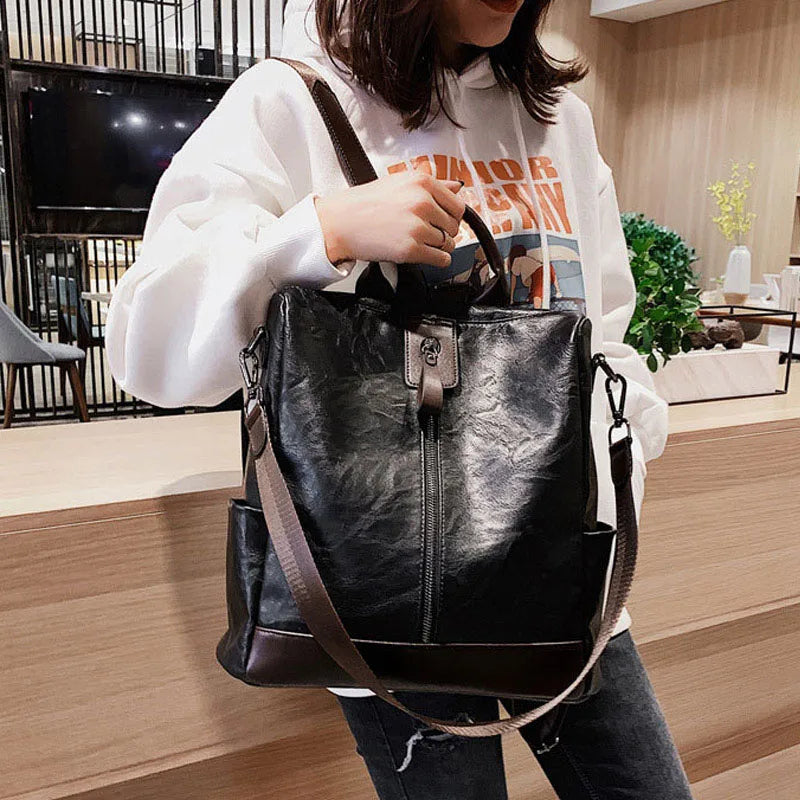 Women's Leather Vintage Backpack – Convertible Shoulder & Travel Bag | Freya